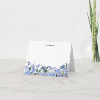 Cartão De Notas Hydrangeas Liláticas Azul de Cores Aquáticas Perso