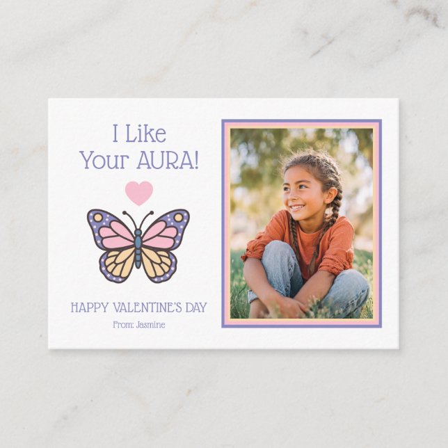 Cartão De Notas I Like Your AURA Kids Classroom Photo Valentine's (Frente)