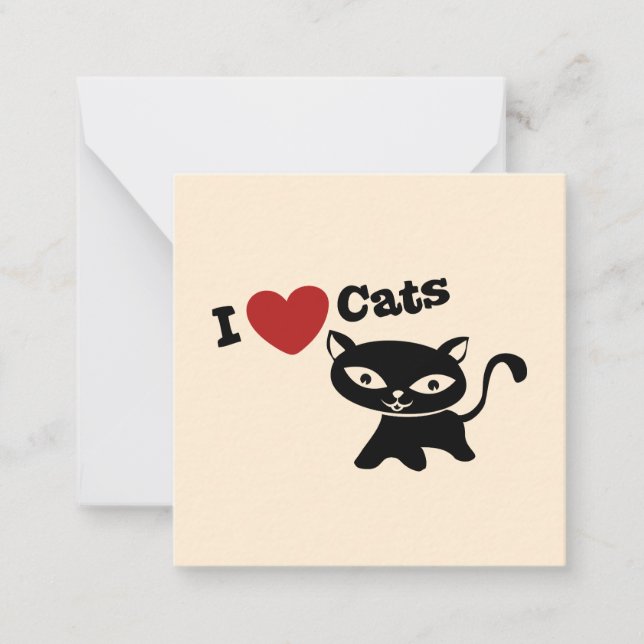 Cartão De Notas I Love Cat (Frente)