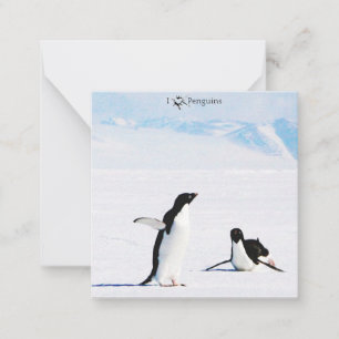 Cartão De Notas I Luv (Heart) Penguins Note Card