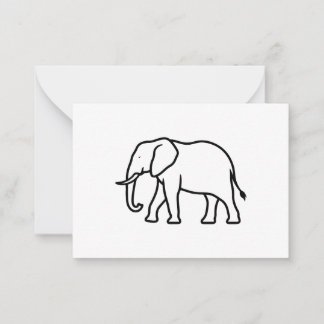 Cartão De Notas Ícone de Silhueta de Elefante Minimalista Moderno