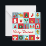 Cartão De Notas Ícones agradáveis do Natal Retron Winter<br><div class="desc">Cartões de natal Feliz Natal Retro Inverno Ícones de Natal Feriados Cartões de Nota As Cartões exibem o texto "Feliz Natal" na tipografia vermelha moderna, destacada com ícones de Natal como rena, árvore, estocagem, sinos, boneco de neve, presente, coroa, sagrada, cana doce, pão de gengibre, anjo e muito mais. O...</div>