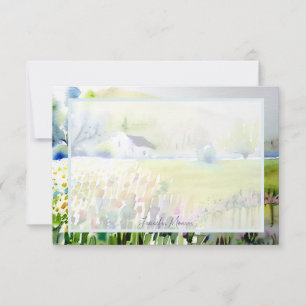 Cartão De Notas Igreja personalizada de jardim country em aquarela