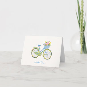 Cartão De Notas Ilustração Caprichosa de Bicicleta com Nome Person