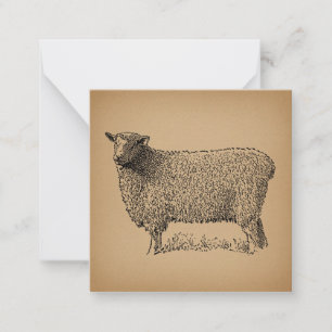 Cartão De Notas Ilustração Clássica de Arte de Ovinos Animal Antiq