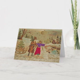 CARTÃO DE NOTAS ILUSTRAÇÃO DA VINTAGEM DA PLACA DE CHRISTMAS