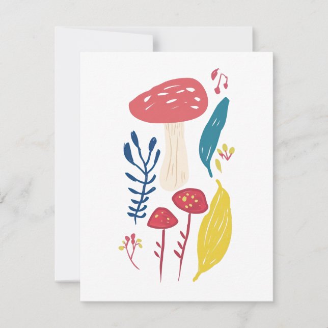 Cartão De Notas Ilustração de cogumelos (Frente)