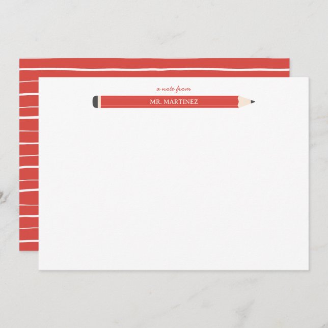 Cartão De Notas Ilustração de lápis com cartazes de professores (Frente/Verso)