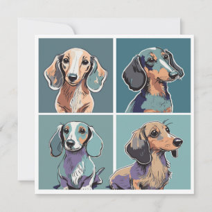 Cartão De Notas Ilustração de Quatro Dachshances