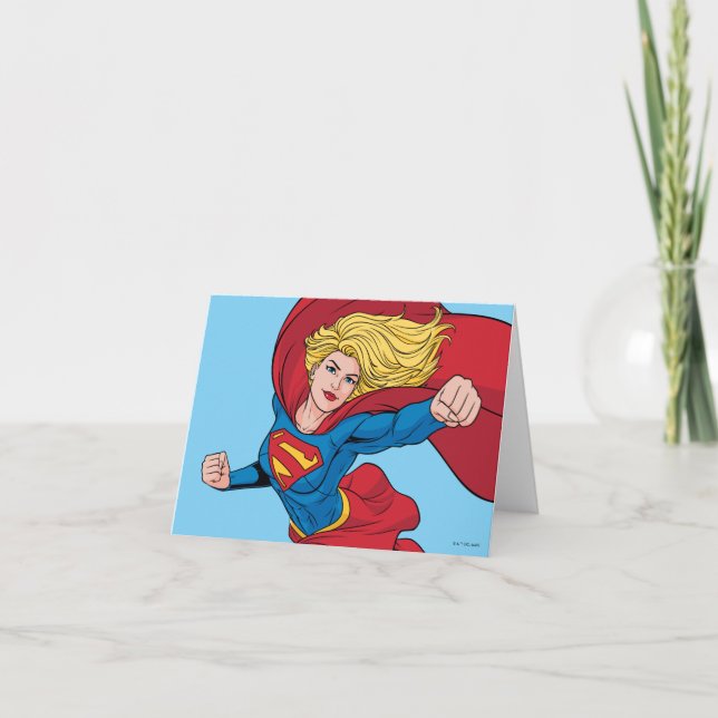 Cartão De Notas Ilustração de Supergirl Voando para Cima (Frente)