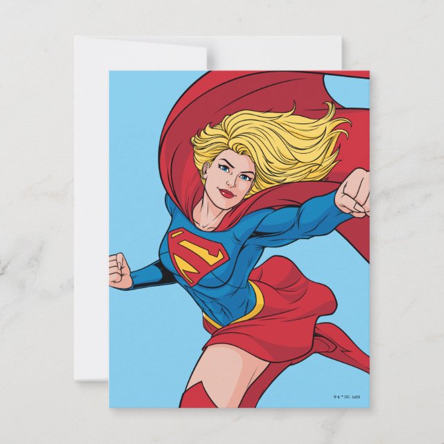 Cartão De Notas Ilustração de Supergirl Voando para Cima (Frente)