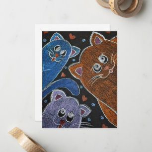 Cartão De Notas Ilustração de três gatos