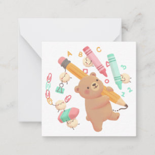 Cartão De Notas Ilustração de volta às aulas do Teddy