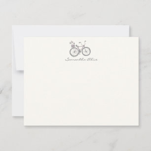 Cartão De Notas Ilustração Simples de Bicicleta Personalizada Cinz