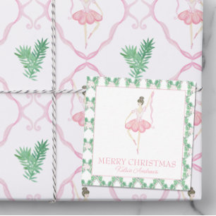 Cartão De Notas Imagem de Ballerinas de Natal Rosa e Verde