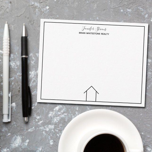 Cartão De Notas Imobiliária Imobiliária Simples Chic Custom Home R (Criador carregado)