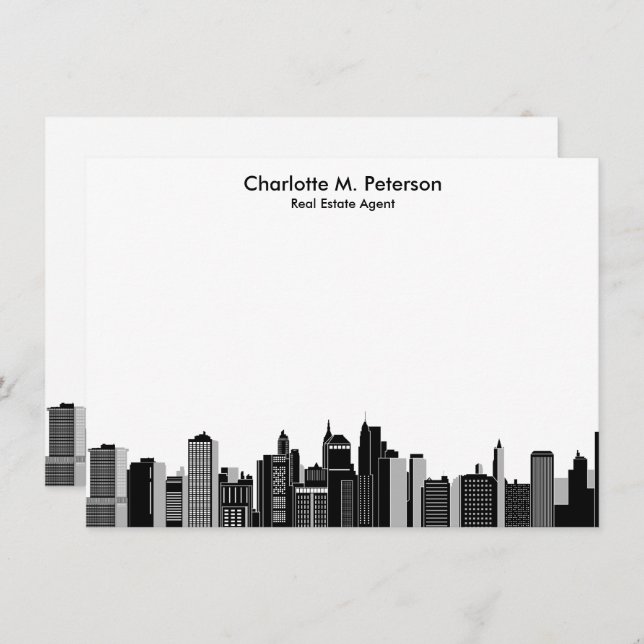 Cartão De Notas Imobilizadores imobiliários Elegante (Frente/Verso)