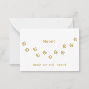 Cartão De Notas Impressão de Paw Gato Tan Rastreia Divertimento Pe