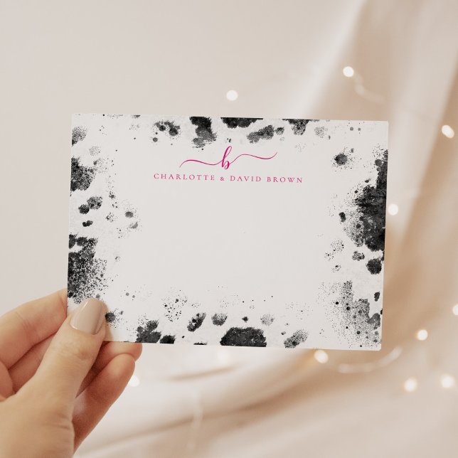 Cartão De Notas Impressão Rosa Quente-Rosa Básico - Vaca Chic Russ (Criador carregado)