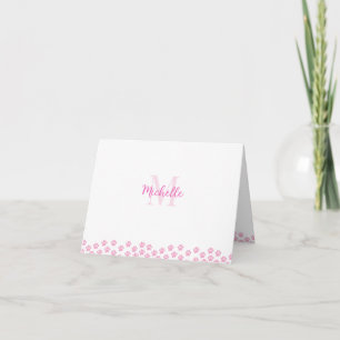 Cartão De Notas Impressões de Pata de Estimação Rosa Personalizada