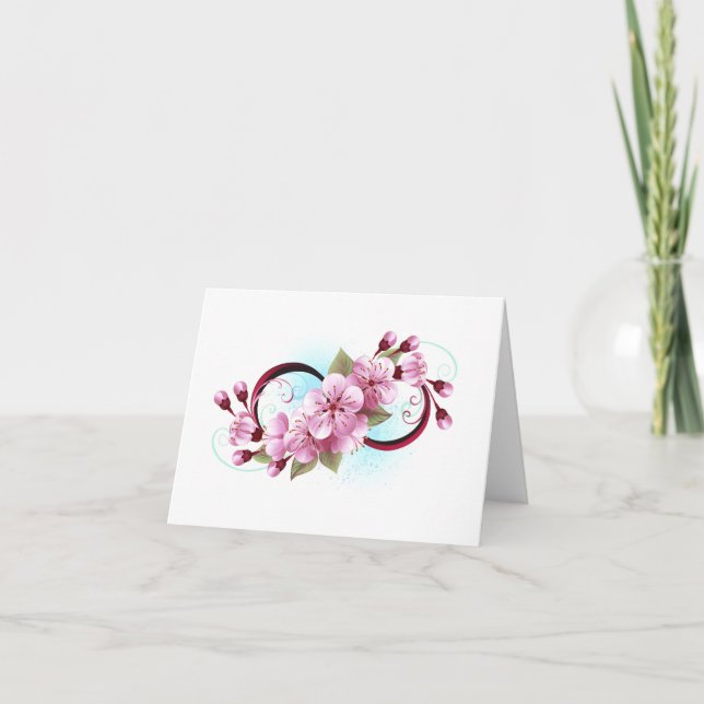 Cartão De Notas Infinidade com Flores de Flor Sakura (Frente)