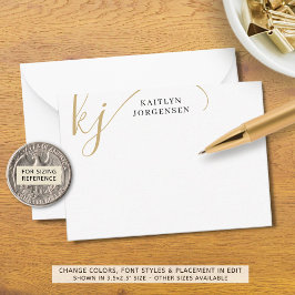 Cartão De Notas Iniciais de Script Elegante de Monograma Moderno D