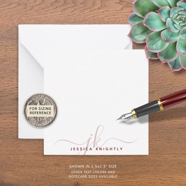 Cartão De Notas Iniciais Mínimos de Monograma de Script Moderno Bu (Criador carregado)