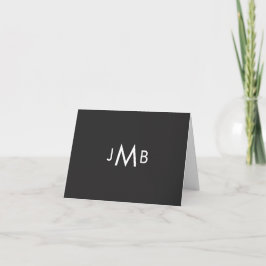 Cartão De Notas Iniciais Monogramadas Modernas Cinza e Branco Dobr