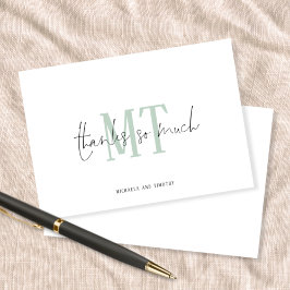 Cartão De Notas Iniciais Monogramas Nomes Obrigados de Casamento S