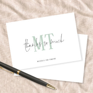 Cartão De Notas Iniciais Monogramas Nomes Obrigados de Casamento S