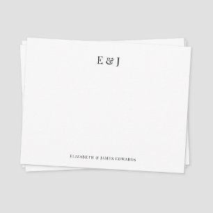 Cartão De Notas Iniciais Personalizadas de Casal Elegante Clássico