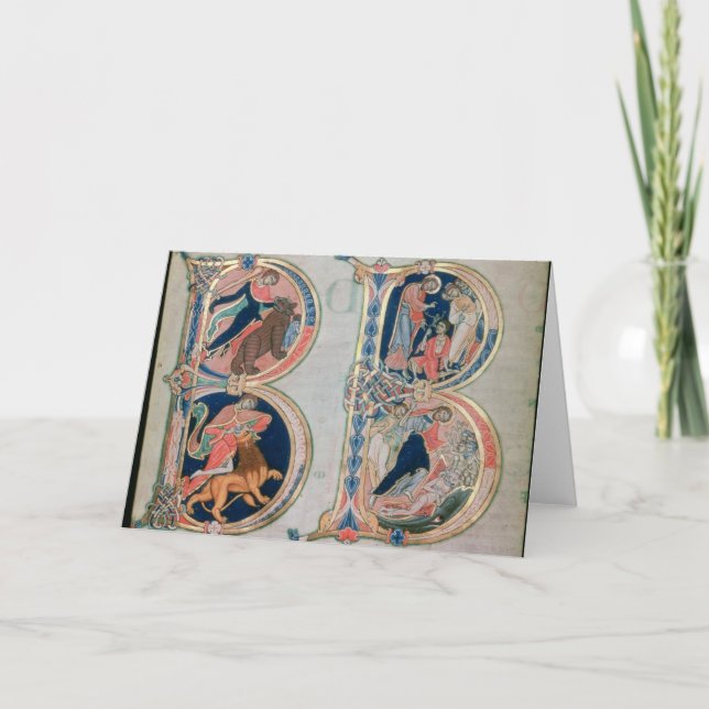 Cartão De Notas Initial letter 'B' Beatus vir - Blessed is the (Frente)