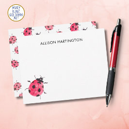 Cartão De Notas Inseto Whimsical Ladybug Desenhado À Mão