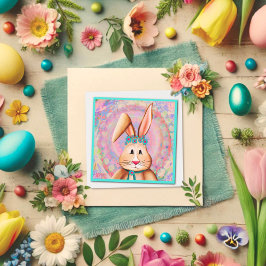 Cartão De Notas Inspirivência do Pastel Rosa Coelho-Coelho-felz pa