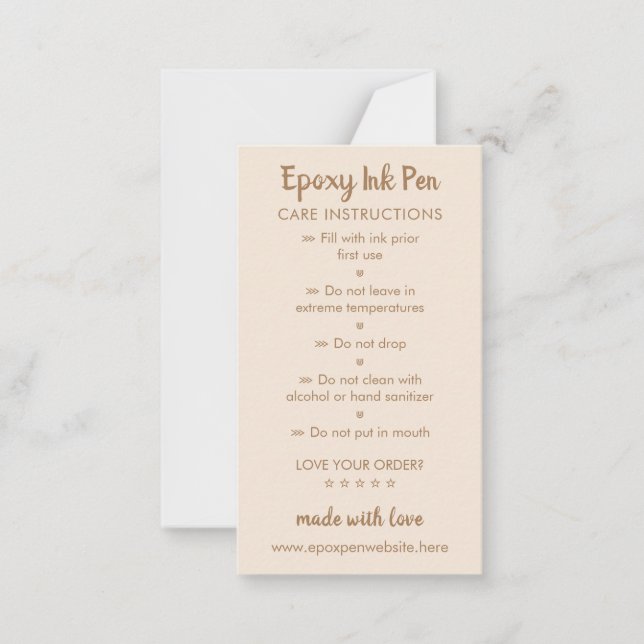 Cartão De Notas Instruções para o tratamento de Canetas epoxídicas (Frente)