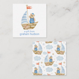 Cartão De Notas Invólucro de Presente de Barco Náutico com Aquarel