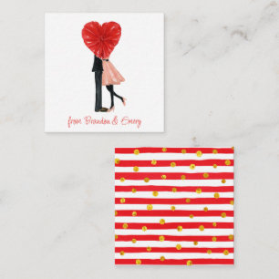 Cartão De Notas Invólucro de presentes de Casal de moto de aquarel