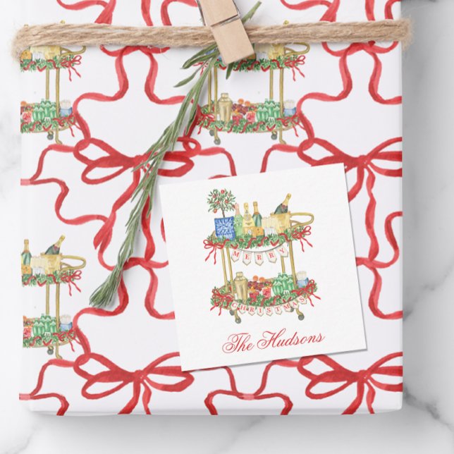 Cartão De Notas Invólucro do Carrinho de Bar de Champagne Watercol (Criador carregado)