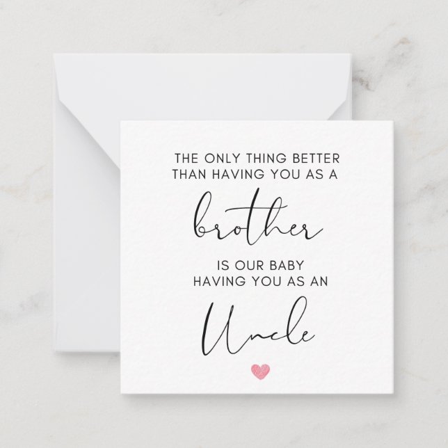 Cartão De Notas Irmão Promovido ao Tio, revelação de gravidez (Frente)