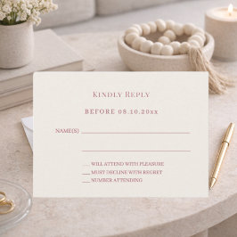 Cartão De Notas Ivory rose gold wedding response RSVP