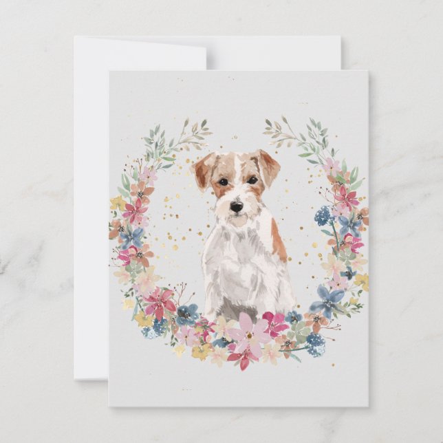 Cartão De Notas Jack Russell Terrier Spring Flowers Monograma (Frente)