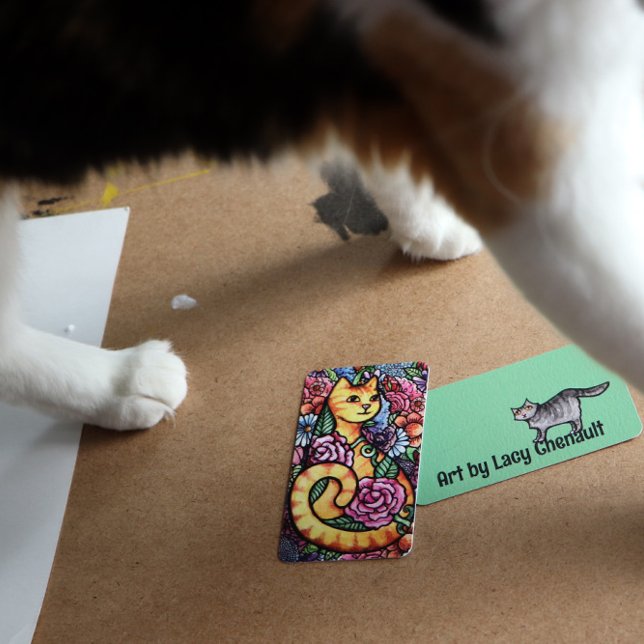 Cartão De Notas Jardim de Flores de Gato Laranja (Criador carregado)