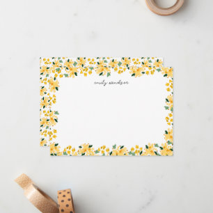 Cartão De Notas Jardim Floral de Cor Amarela Personalizado