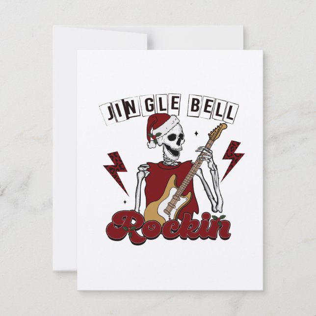 Cartão De Notas Jingle Bell Rockin' No Skeleton Guitar Player (Frente)