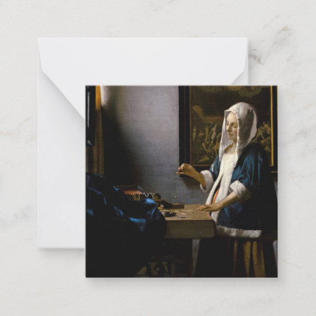 Cartão De Notas Johannes Vermeer - Mulher Equilibrando (Frente)