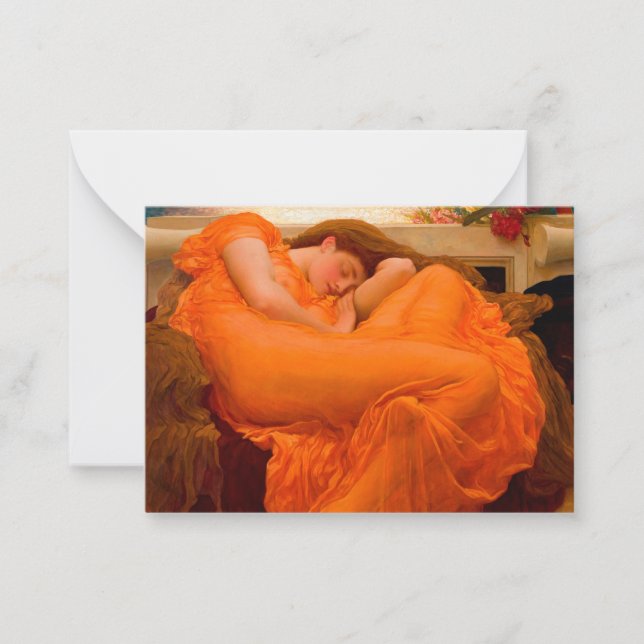 Cartão De Notas Junho flamejante por Lord Frederic Leighton (Frente)