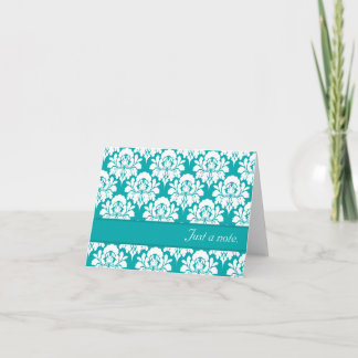 Cartão De Notas Just A Note Turquoise Damask Print