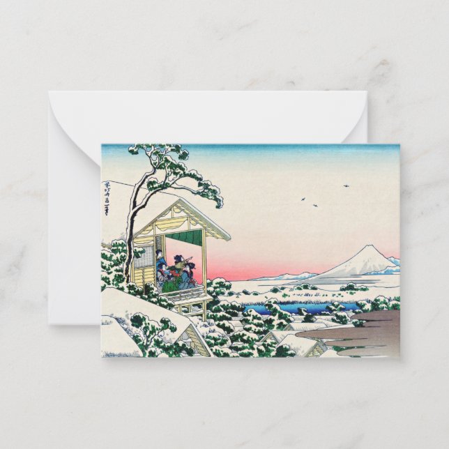 Cartão De Notas Katsushika Hokusai - Casa de chá em Koishikawa (Frente)