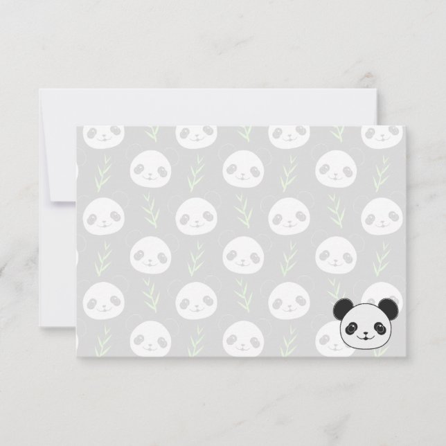 Cartão De Notas Kawaii Panda Pattern Bamboo In Black White Green (Frente)