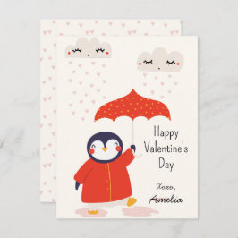 Cartão De Notas Kids Classroom Cute Penguin Valentine's Day